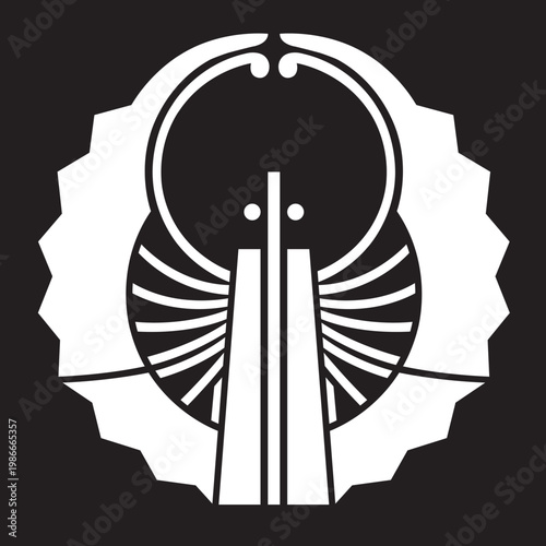 日本の伝統的な器物紋の家紋である「扇紋」のベクターデータ