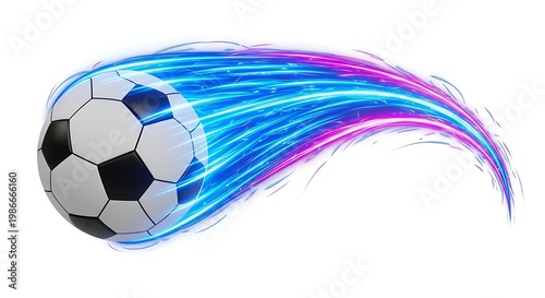 Football ball with a trail of motion and energy