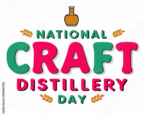 Craft Distillery Day Vector Art, Handmade Alcohol Production Isolated on White Background