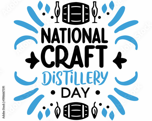 National Craft Distillery Day Illustration, Small Batch Spirits Distillery Concept Design