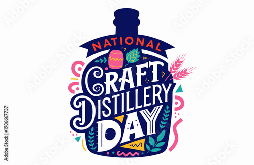 NATIONAL CRAFT DISTILLERY DAY vector illustration isolated on white background