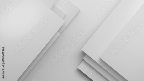 Minimal white layered panels loop background with diagonal 3D geometric surfaces and clean modern tech and corporate design