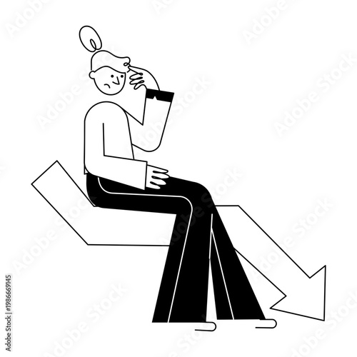 A hand drawn style illustration showing career downfall
