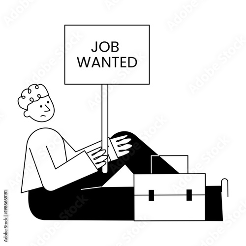 A drawing style illustration depicting job seeker
