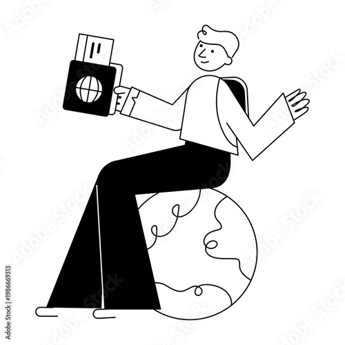 A drawing style illustration depicting study abroad
