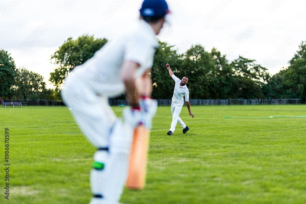 Obraz premium Cricket match on green field