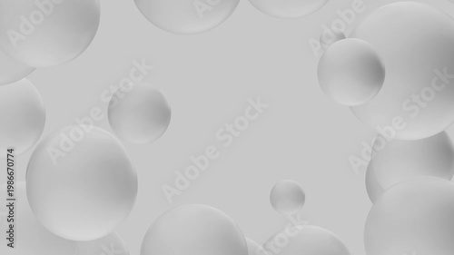 Minimal white spheres loop background with abstract 3D floating balls and soft depth for clean modern technology and corporate design