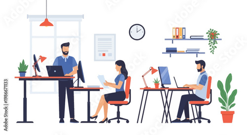 People working in a modern office environment.