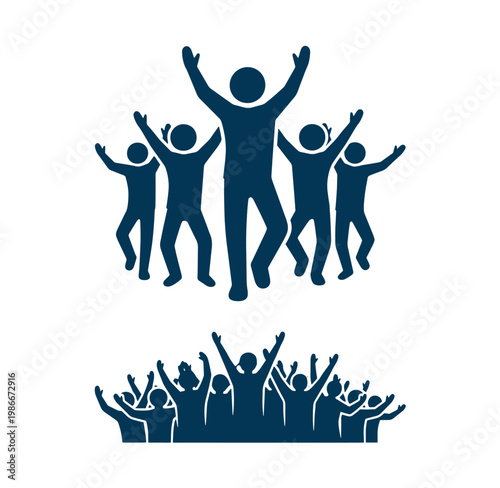 groupofpeoplecelebratingwitharmsraisedinair