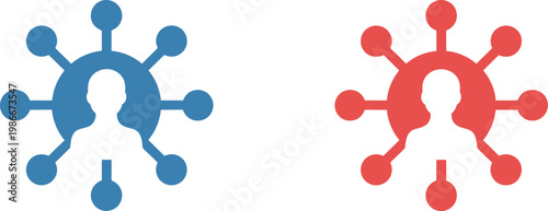 User network connection icon set, vector social connectivity symbols with avatar nodes and links representing collaboration communication and digital network structure.