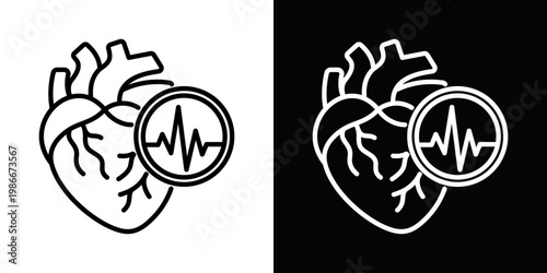 Heart Rate Icon In Black And White Style