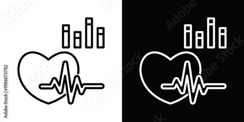 Cardiac Rhythm Icon In Black And White Style