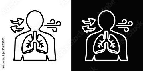 Breathing Pattern Icon In Black And White Style