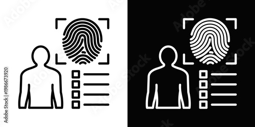 Biometric Data Icon In Black And White Style