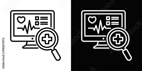 Health Analytics Icon In Black And White Style