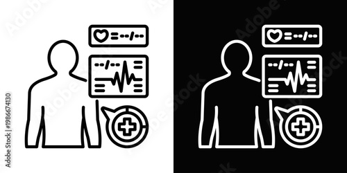 Patient Vital Insights Icon In Black And White Style