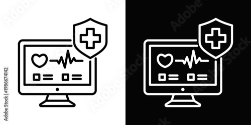 Preventive Monitoring Icon In Black And White Style