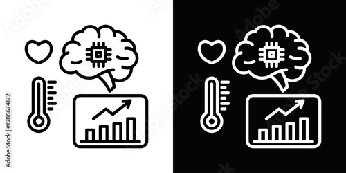 Intelligent Vital Analysis Icon In Black And White Style