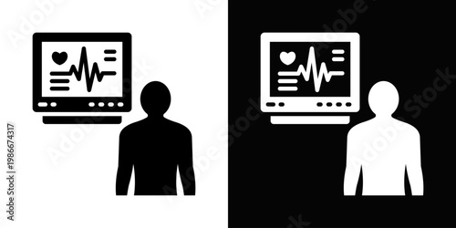 Vital Signs Icon In Black And White Style