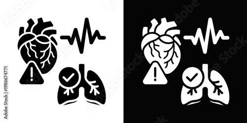 Cardiopulmonary Status Icon In Black And White Style