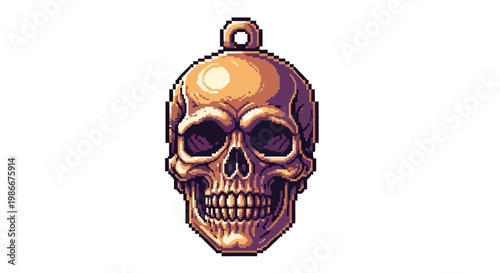 Golden Skull Pendant with Hanging Loop Detail.