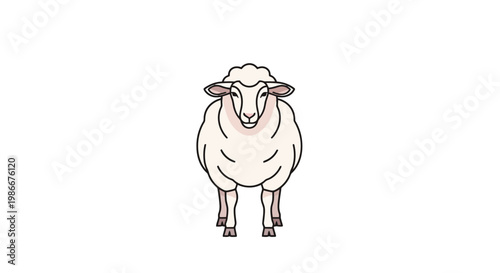 A charming fluffy ovine creature stands centered with a gentle expression presented in a professional digital artwork style perfectly suited for agricultural themes and pastoral scenes seeking a