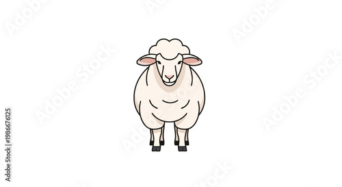 A fluffy sheep stands facing forward with its woolly fleece and gentle expression conveying a sense of pastoral farming and agricultural themes perfect for countryside concepts and farm animal