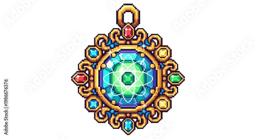 Ornate Gemstone Pendant with Intricate Gold Filigree Design.