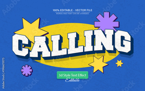Calling Cartoon Retro 3D Editable Text Effect for Pop Art Typography and Creative Title Design