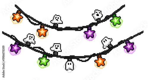Halloween String Lights with Ghost and Star Shapes.
