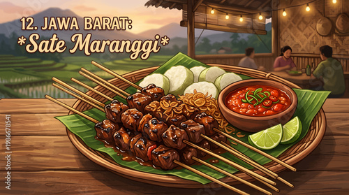 Sate Maranggi A Delicious Indonesian Grilled Skewer Dish from West Java with Savory Peanut Sauce and Fresh Lime