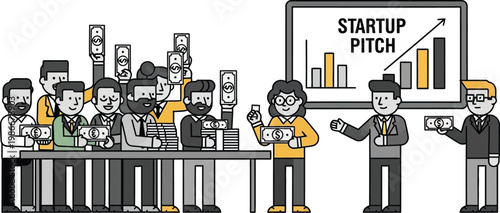 Startup Pitch Meeting with Investors, Business Funding and Money