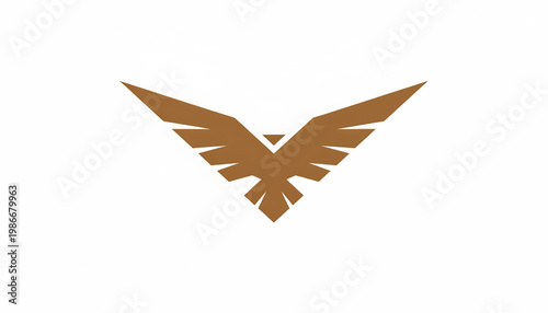 Eagle bird wing emblem icon with brown geometric cutout style on a clean white background featuring hawk, raptor, minimal logo with wildlife and