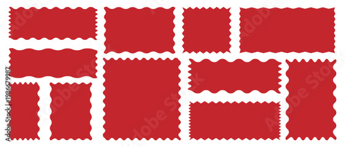 Geometric shapes with scallop and zigzag edges set. zigzag frames edge red color silhouette scalloped scallop edge, rectangle, zigzag, box, edge, wavy, sticker, shape, wave, border, rectangular, badge