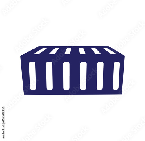 Simple dark blue crate icon isolated on white background