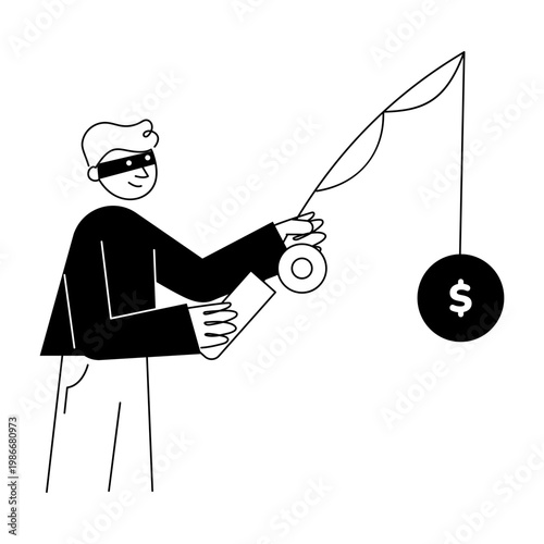 A drawing style illustration depicting money scam
