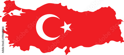 Outline map of Turkey with national flag colors and symbols a patriotic graphic for travel and national pride