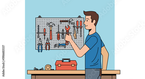 Man holding a screwdriver in workshop.