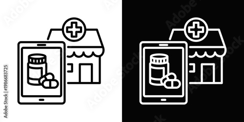 Digital prescription Icon In Black And White Style