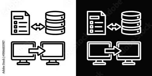 Data Interoperability Icon In Black And White Style