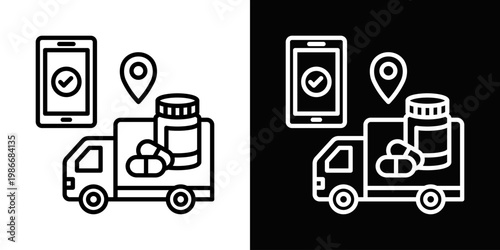 Tele Pharmacy Icon In Black And White Style