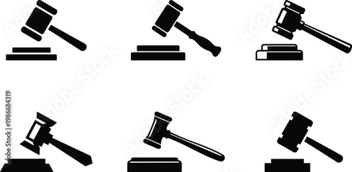 Judge's Gavel Collection - 6 Legal Authority Vectors, EPS JPEG PNG