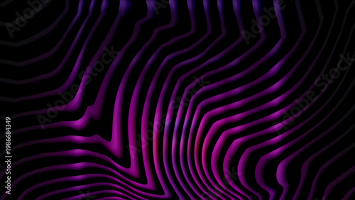 Vibrant purple and black abstract background with wavy lines