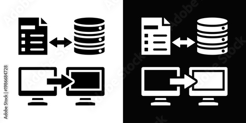Data Interoperability Icon In Black And White Style