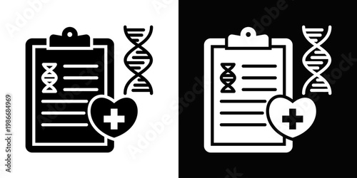 Genomic Health Icon In Black And White Style