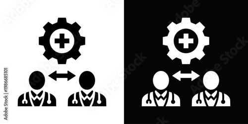 Referral Management Icon In Black And White Style