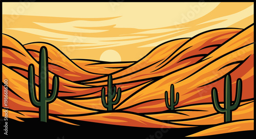 Desert Cactus Plants in Landscape.