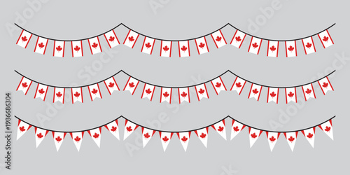 Seamless Canada Flag Party Bunting Border Background – Flat Design Illustration