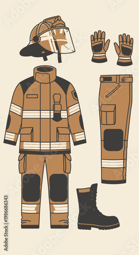Firefighter gear and uniform equipment.