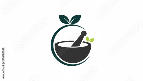 Plant sprout in a black bowl icon with green leaves for eco friendly agriculture and sustainability branding